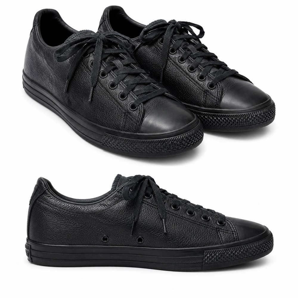 CONVERSE Chuck Taylor All Star Low-Top Leather Sneaker Men/9 Women/11 Black Mono